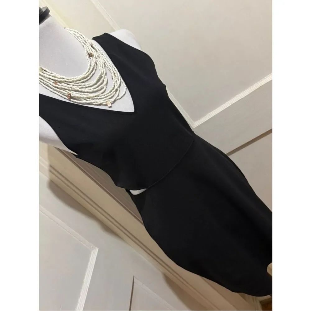 Express Black V-Neck Mini Dress with Cut Outs